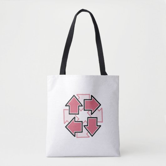 Clockwise Arrows Minimal Geometric Red トートバッグ (正面)
