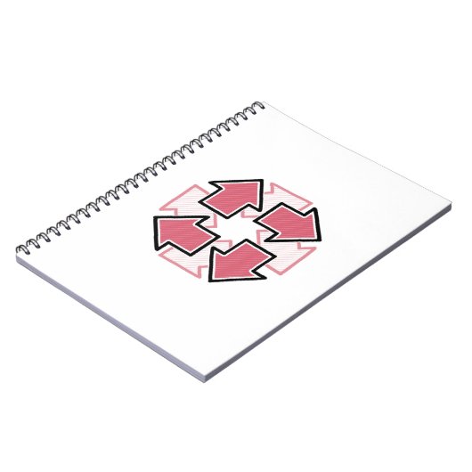 Clockwise Arrows Minimal Geometric Red ノートブック (左側)