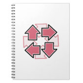 Clockwise Arrows Minimal Geometric Red ノートブック (正面)