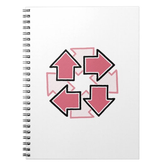 Clockwise Arrows Minimal Geometric Red ノートブック (正面)