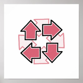 Clockwise Arrows Minimal Geometric Red ポスター