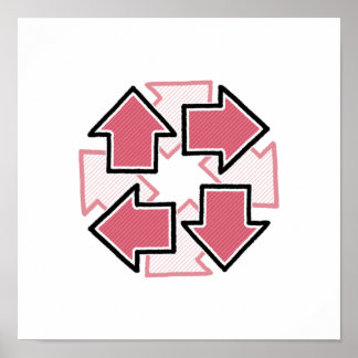 Clockwise Arrows Minimal Geometric Red ポスター