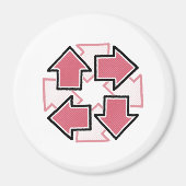 Clockwise Arrows Minimal Geometric Red マグネット (正面)