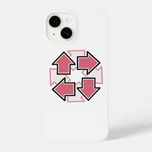 Clockwise Arrows Minimal Geometric Red iPhoneケース (裏面)
