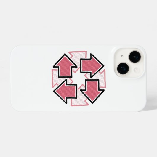 Clockwise Arrows Minimal Geometric Red iPhoneケース (裏面横)