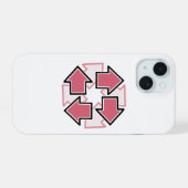 Clockwise Arrows Minimal Geometric Red iPhone 15ケース (裏面横)