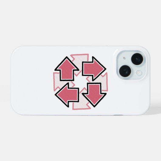 Clockwise Arrows Minimal Geometric Red iPhone 15ケース (裏面横)