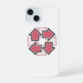 Clockwise Arrows Minimal Geometric Red iPhone 15ケース (裏面)