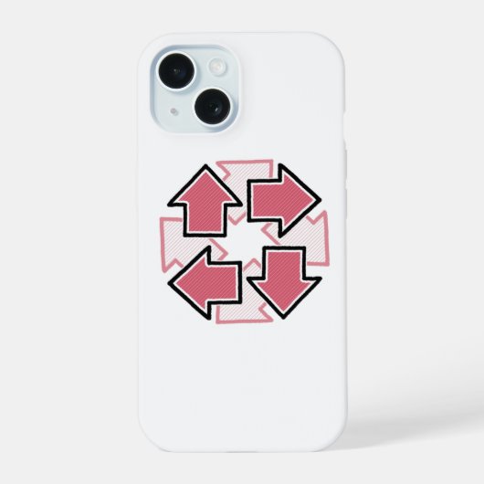 Clockwise Arrows Minimal Geometric Red iPhone 15ケース (裏面)