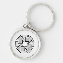 Clockwise Arrows Minimal Geometric White Variant 1 キーホルダー