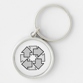 Clockwise Arrows Minimal Geometric White Variant 1 キーホルダー
