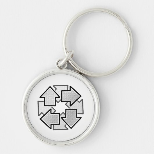 Clockwise Arrows Minimal Geometric White Variant 1 キーホルダー (正面)
