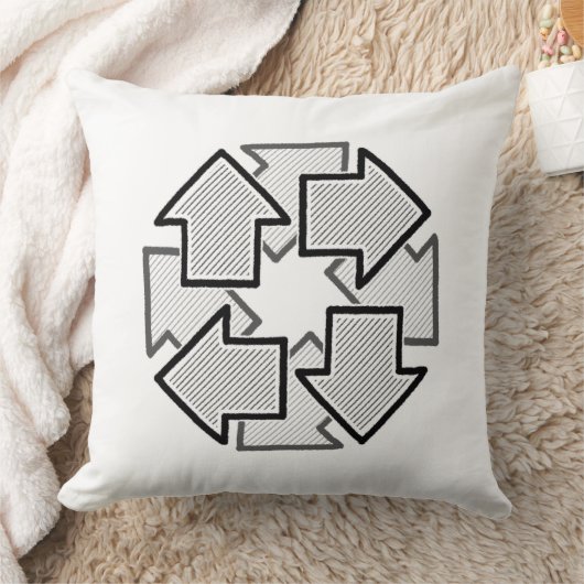 Clockwise Arrows Minimal Geometric White Variant 1 クッション (ブランケット)
