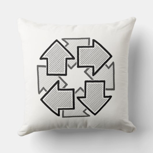 Clockwise Arrows Minimal Geometric White Variant 1 クッション (裏面)