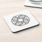 Clockwise Arrows Minimal Geometric White Variant 1 コースター (左側)
