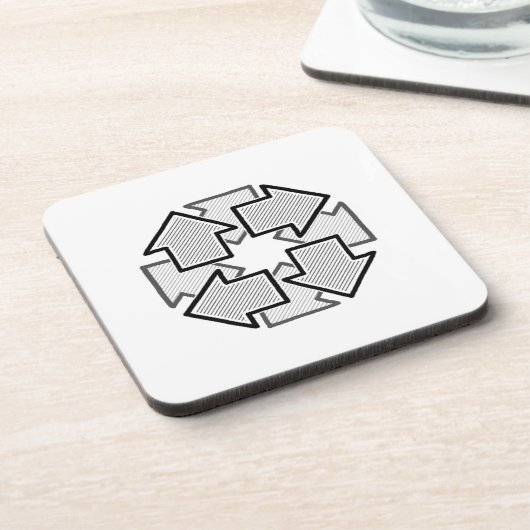 Clockwise Arrows Minimal Geometric White Variant 1 コースター (左側)