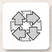 Clockwise Arrows Minimal Geometric White Variant 1 コースター (正面)