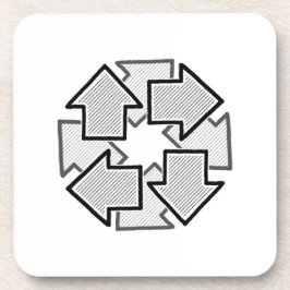 Clockwise Arrows Minimal Geometric White Variant 1 コースター