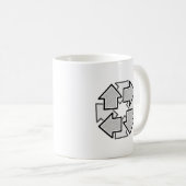 Clockwise Arrows Minimal Geometric White Variant 1 コーヒーマグカップ (正面右)