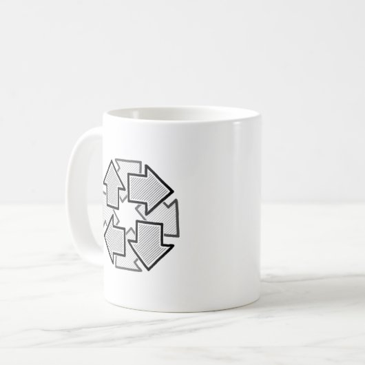 Clockwise Arrows Minimal Geometric White Variant 1 コーヒーマグカップ (正面左)