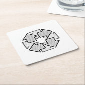 Clockwise Arrows Minimal Geometric White Variant 1 スクエアペーパーコースター (アングル)