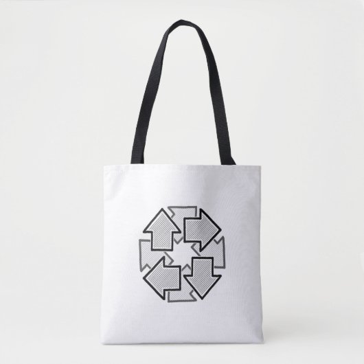 Clockwise Arrows Minimal Geometric White Variant 1 トートバッグ (正面)