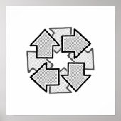 Clockwise Arrows Minimal Geometric White Variant 1 ポスター (正面)