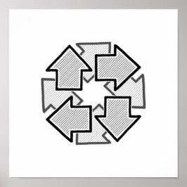 Clockwise Arrows Minimal Geometric White Variant 1 ポスター
