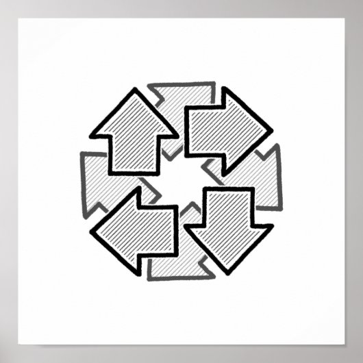 Clockwise Arrows Minimal Geometric White Variant 1 ポスター (正面)