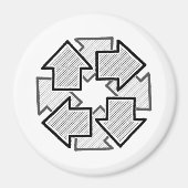 Clockwise Arrows Minimal Geometric White Variant 1 マグネット (正面)