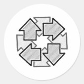 Clockwise Arrows Minimal Geometric White Variant 1 ラウンドシール (正面)