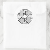 Clockwise Arrows Minimal Geometric White Variant 1 ラウンドシール (バッグ)