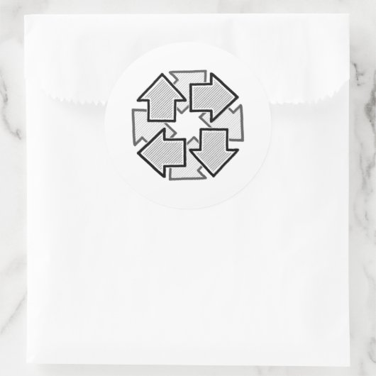 Clockwise Arrows Minimal Geometric White Variant 1 ラウンドシール (バッグ)