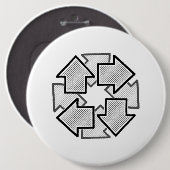 Clockwise Arrows Minimal Geometric White Variant 1 缶バッジ (正面&裏面)