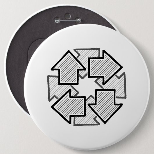 Clockwise Arrows Minimal Geometric White Variant 1 缶バッジ (正面&裏面)