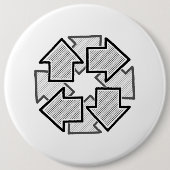 Clockwise Arrows Minimal Geometric White Variant 1 缶バッジ (正面)
