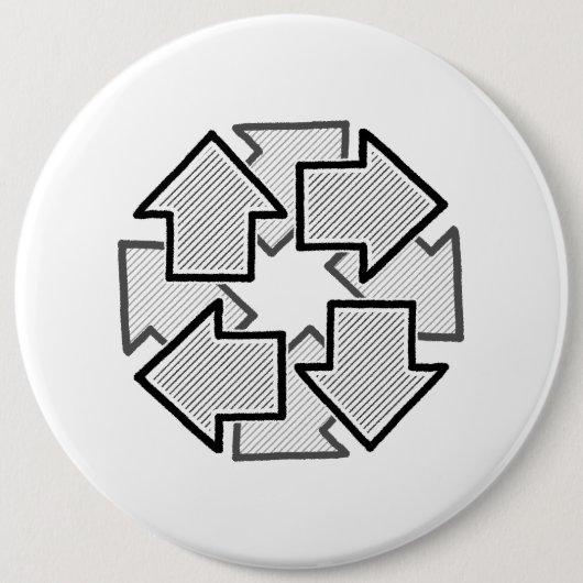 Clockwise Arrows Minimal Geometric White Variant 1 缶バッジ (正面)
