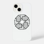 Clockwise Arrows Minimal Geometric White Variant 1 iPhoneケース (裏面)