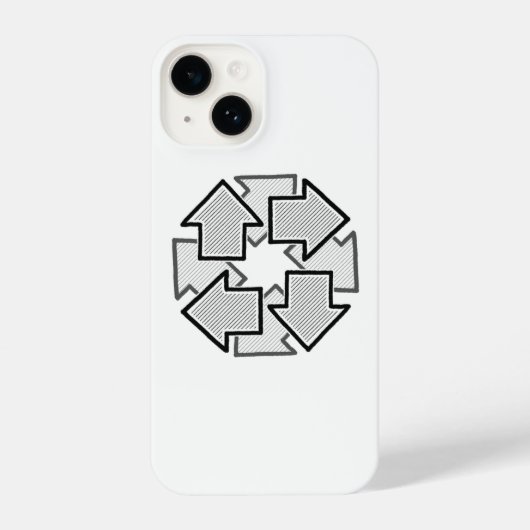 Clockwise Arrows Minimal Geometric White Variant 1 iPhoneケース (裏面)
