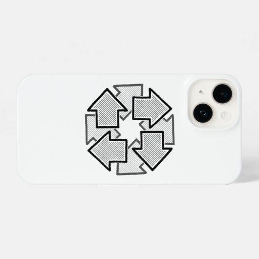 Clockwise Arrows Minimal Geometric White Variant 1 iPhoneケース (裏面横)