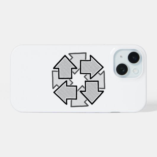 Clockwise Arrows Minimal Geometric White Variant 1 iPhone 15ケース (裏面横)