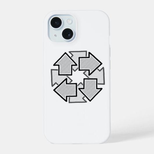 Clockwise Arrows Minimal Geometric White Variant 1 iPhone 15ケース (裏面)