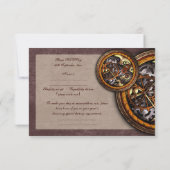 Clockworkとレザー、ウェディングsvp 招待状 (裏面)