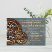 Clockworkとレザー、5 x 7婚約 招待状 (スタンド正面)