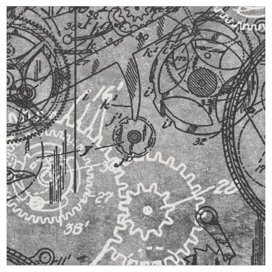 Clockworkコラージュグレー ファブリック (クローズアップ)