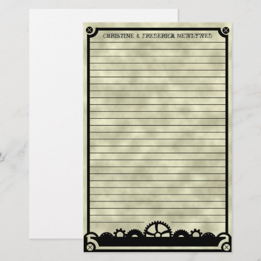 Clockworkシルエット、ひな形 便箋 (正面/裏面)