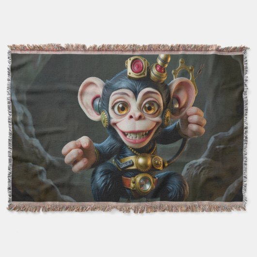 Clockwork Cavekeeper – The Whispering Monkey スローブランケット (正面)