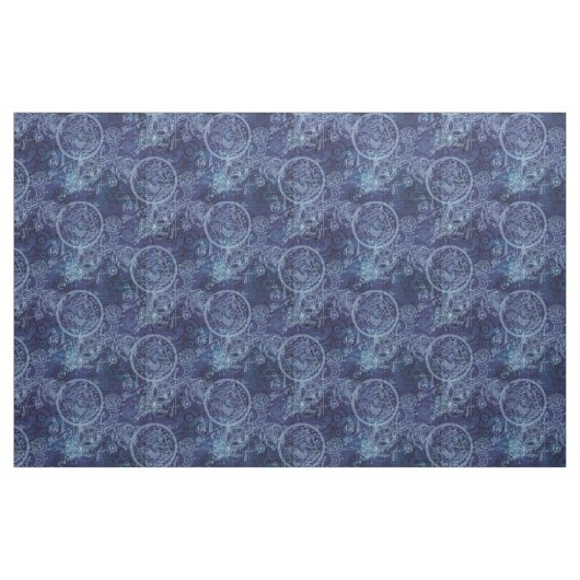 Clockwork Collage Indigo ファブリック (ヤード)