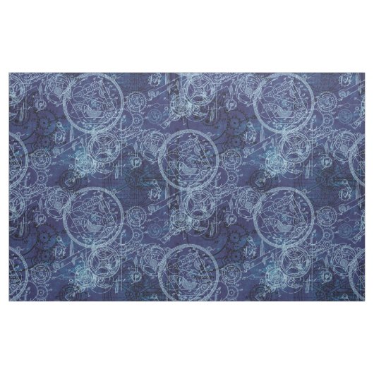 Clockwork Collage Indigo ファブリック (ファットクウォーター)