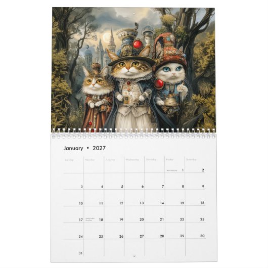 Clockwork Creatures – A Steampunk Woodland Tale カレンダー (1月 2027)